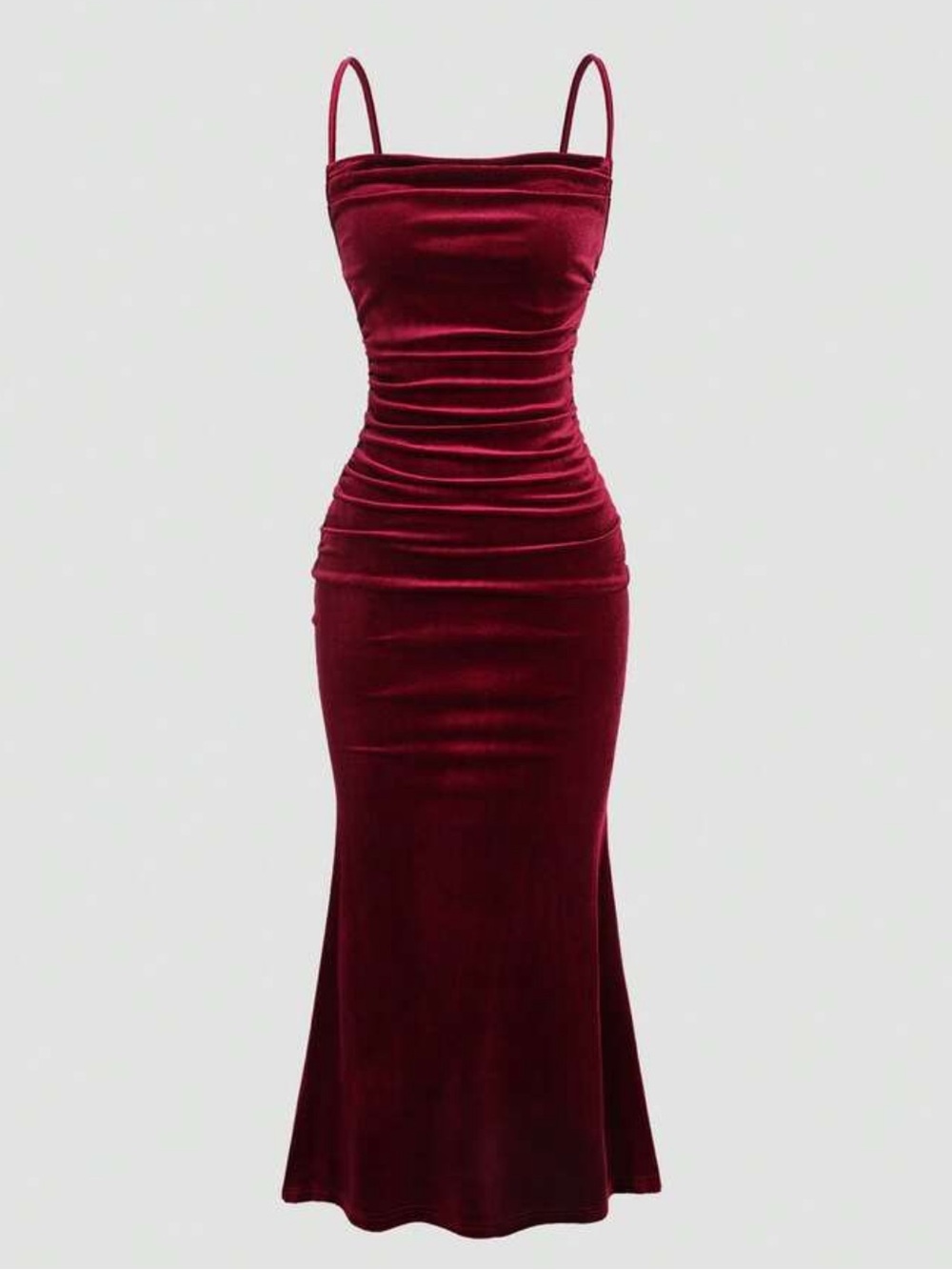Shein | Sleeveless Witchy Cowl Neck Maxi Dress Velvet Wine Red Burgundy Small